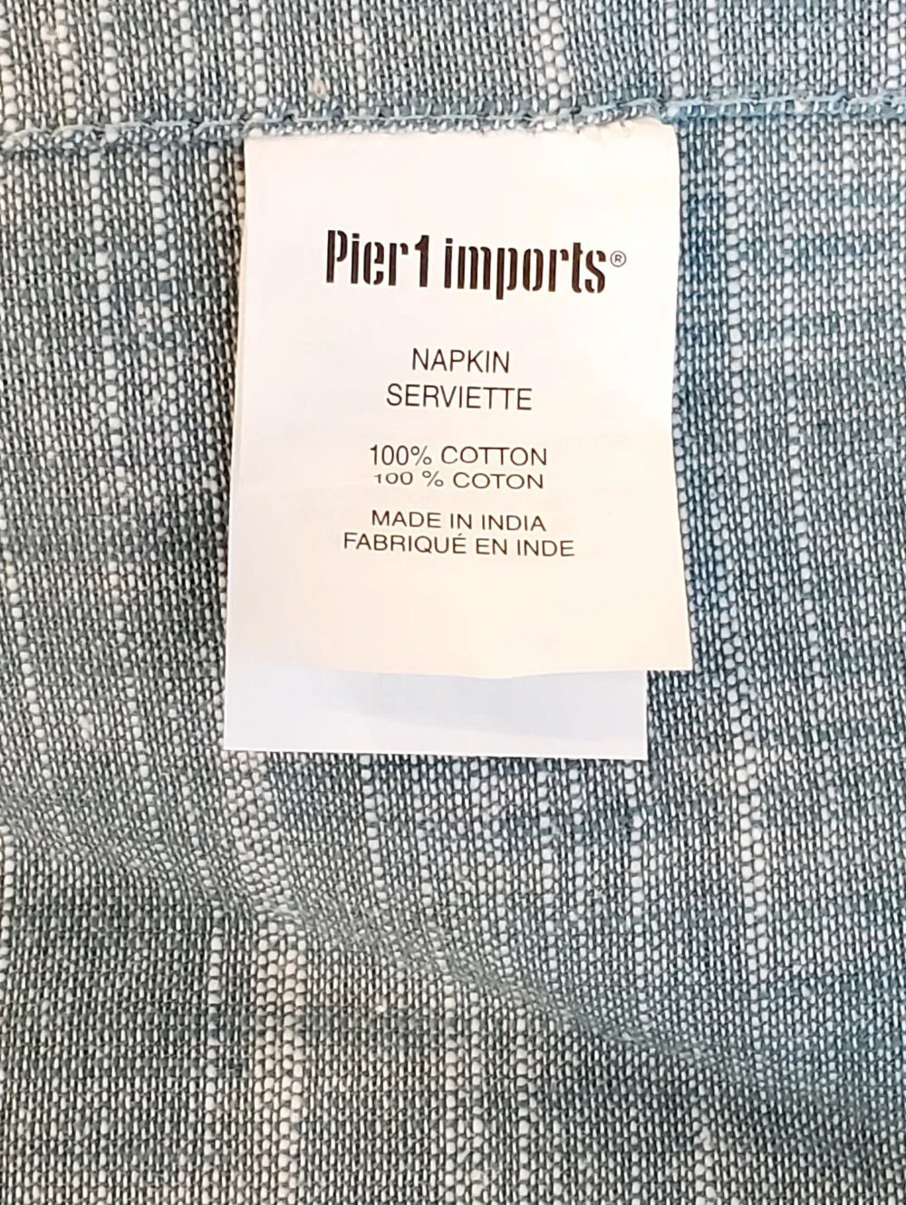 Pier 1 Imports Set Of 8, 100% Cotton Woven Dinner Napkins, Sea Foam Green/White